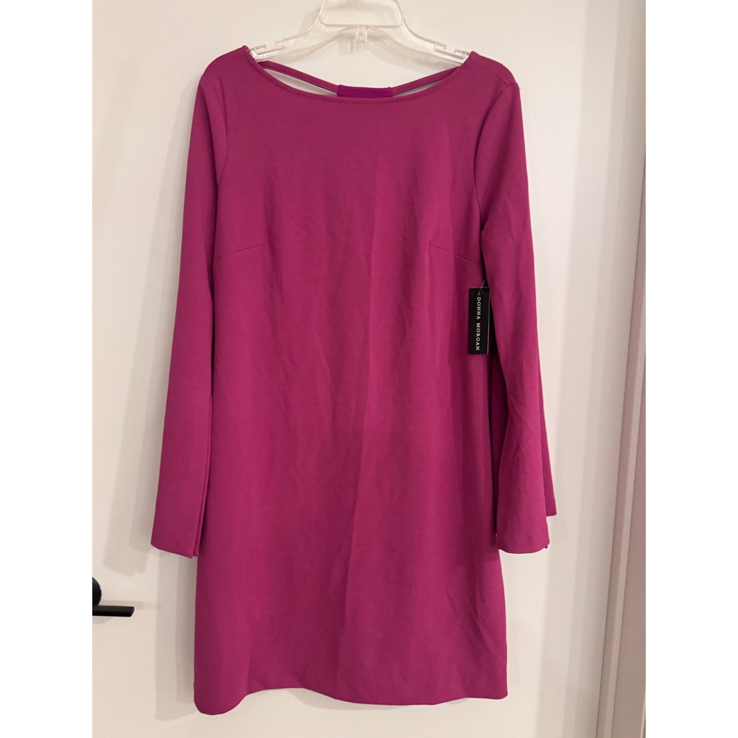 Donna Morgan Raspberry Knit Dress | Size 14 | NEW | Split Sleeves & Back Cutout